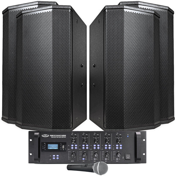 Gymnasium Speaker System with PA Speakers, Multizone Mixer Amp and