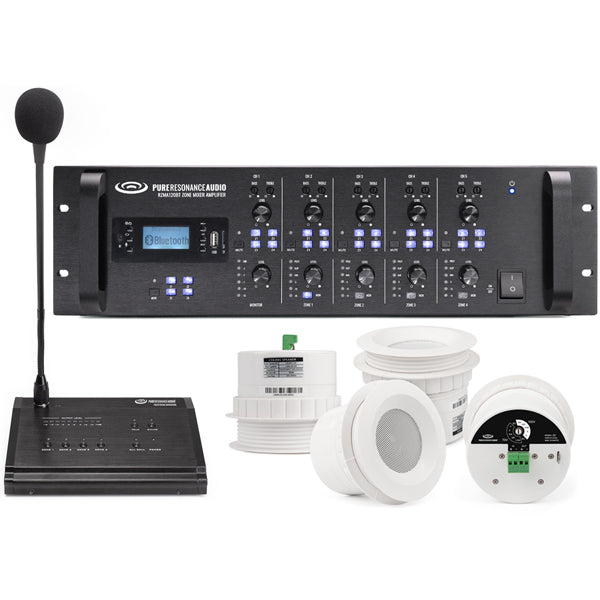 Basic Sound Setup For Storefront Retail Store Sound System with 32 Ceiling Speakers, Multi Zone 120W ...