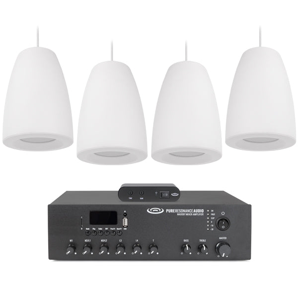 Sound Masking System with 8 Pendant Speakers and White Noise