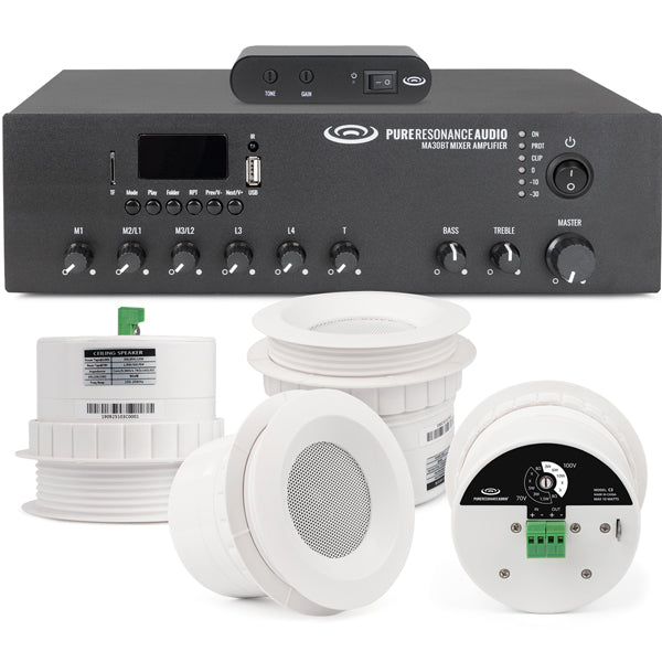 Sound Masking System with 4 Ceiling Speakers and White Noise